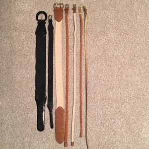 7 belts, black, tan & gold